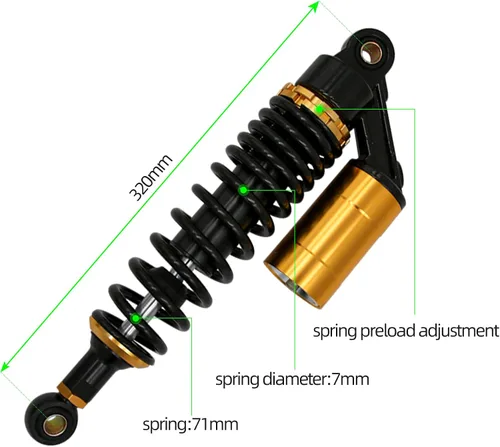 Vista 2 de Amortiguadores universales para motocicleta, 12.598 in, amortiguador de aire trasero para Honda Kawasaki Suzuki Yamaha Go Kart ScootersSport Street