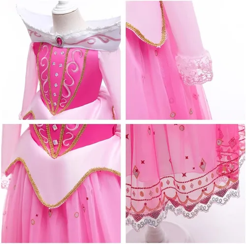 Vista 30 de REXREII Disfraz de princesa durmiente para niñas, disfraz de Halloween, cosplay, Navidad, fiesta de cumpleaños (accesorios)