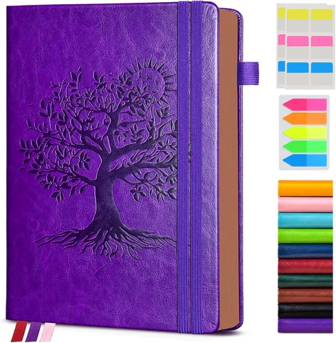 Vista 29 de Diario vintage de cuero con 300 páginas numeradas, diario rayado A4 para hombres y mujeres, diarios para escribir, cuaderno de rayas universitarias