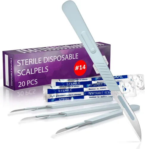 Vista 16 de MyMed Bisturíes desechables Cuchillas afiladas de acero al carbono #10 Bolsas individuales estériles para dermaplaining, podología