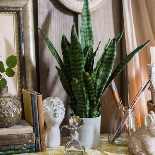 Vista 4 de Bird Fiy Plantas artificiales de serpientes de 30 pulgadas, Agave sintético, Sansevieria, planta artificial de seda para decoración del hogar Verde