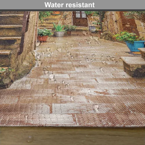 Vista 6 de Ambesonne Juego de 4 manteles individuales italianos, diseño de casas de piedra en la ciudad de Italia, diseño rural, diseño de la calle