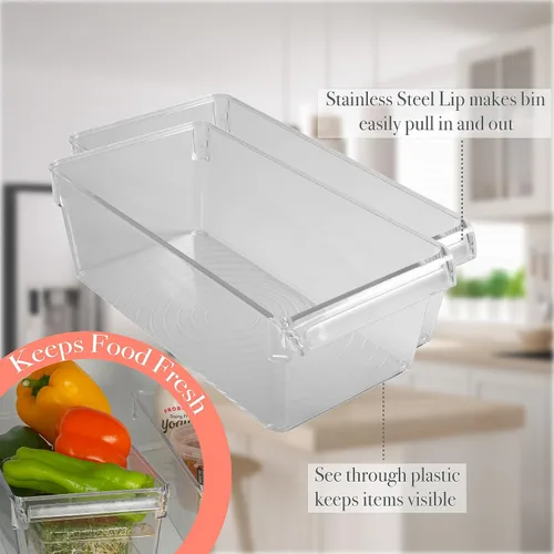 Vista 3 de Kitchen Details Paquete de 2 contenedores medianos de almacenamiento para refrigerador Refrigerador y congelador Organización de cocina Mango
