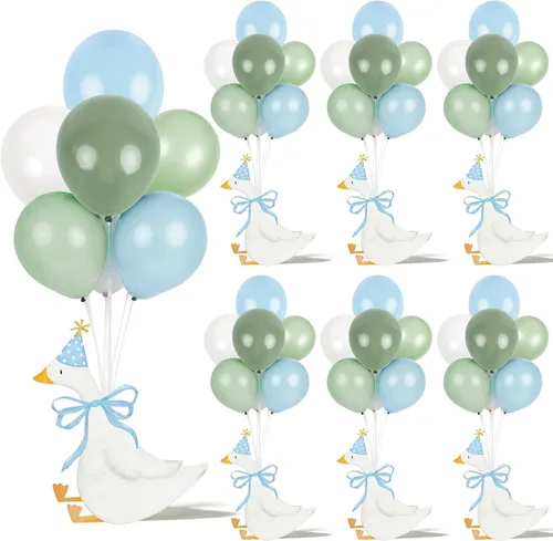 Vista 25 de 6 piezas de decoración de fiesta de cumpleaños de avión, kit de soporte de globos de avión 3D, centro de mesa de globos de avión para mesas