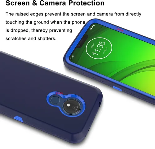 Vista 5 de Funda para Moto G7 Power/Moto G7 Supra/G7 Optimo Maxx, a prueba de golpes, protección contra caídas, resistente, plástico duro y absorción