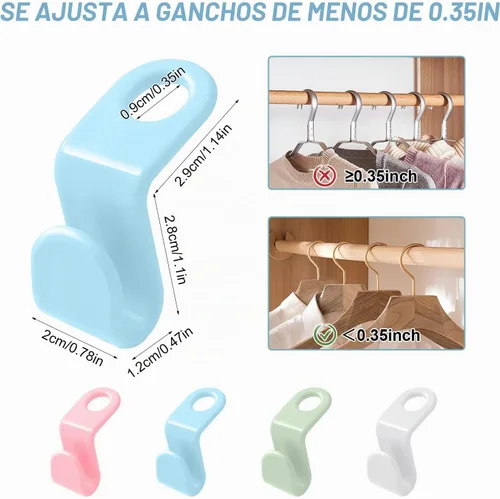Vista 6 de 100 piezas de colgador de ahorro de espacio – Conector de suspensión de ropa que ahorra espacio con ganchos apilables y conexión en cascada