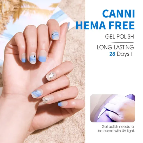 Vista 4 de CANNI - Juego de esmalte de uñas en gel azul de 6 colores 9ML Baby Royal Light Blue – Esmalte de uñas en gel inspirado en el océano Acuario