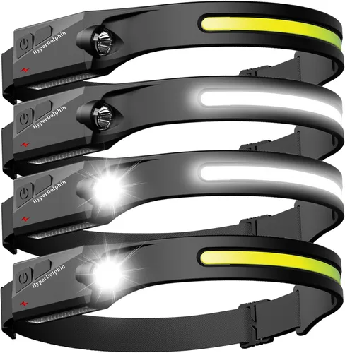 Vista 12 de Linterna frontal LED recargable de 230° de haz ancho, lámpara de cabeza ligera USB-C, larga duración, resistente al agua para campamento