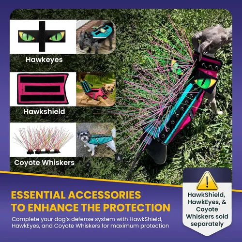 Vista 9 de CoyoteVest Chaleco Protector de Arnés para Perro, Accesorios Reflectantes para Perro con Picos para Proteger a tu Mascota de Ataques de Rapaces