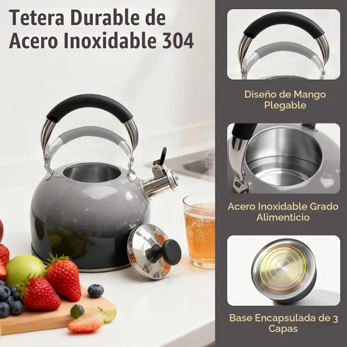 Vista 4 de Tetera silbante de 2.5 cuartos de galón para estufa