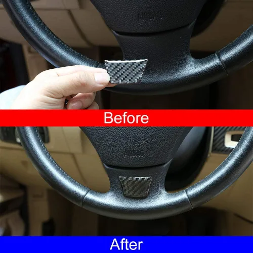 Vista 2 de YIWANG Accesorios interiores de coche de fibra de carbono real para BMW Old 3 Series E90 E92 E93 2005-2012 (borde del volante)