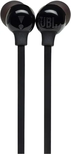 Vista 2 de JBL Tune 125 - Auriculares intrauditivos inalámbricos Bluetooth con micrófono de 3 botones/control remoto y cable plano, color negro, pequeño