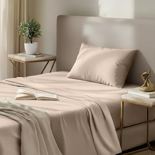 Vista 2 de Utopia Bedding - Juego de sábanas de microfibra cepillada, resistente al encogimiento y a la decoloración, de fácil cuidado, 3 piezas, tamaño Beige