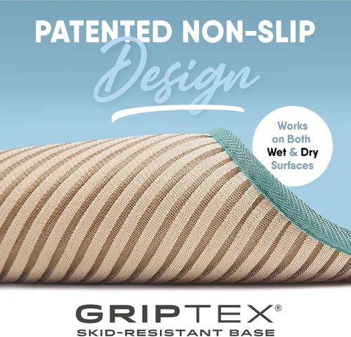 Vista 5 de Tapete de baño de espuma viscoelástica extra grueso, moderno, con infusión de carbón y base antideslizante GripTex, absorbente, de fácil cuidado