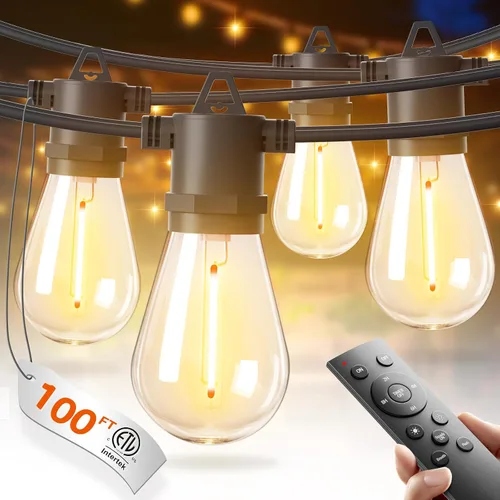 Vista 12 de addlon - Serie de luces LED para exteriores de 7.6 m con focos Edison irrompibles, cadena resistente a la intemperie y de grado comercial, luces