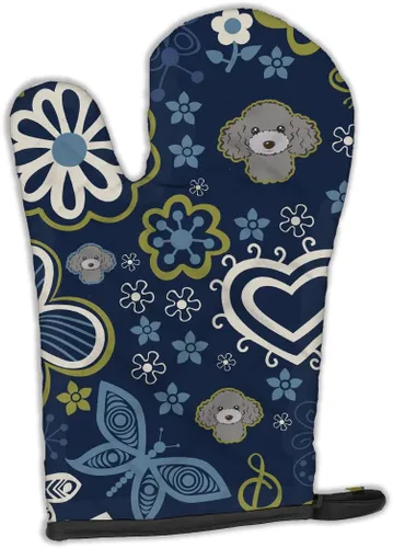 Vista 188 de Caroline's Treasures BB5095OVMT - Manopla de horno con diseño de flores azules afganas, resistente al calor, grueso para sartenes calientes y horno