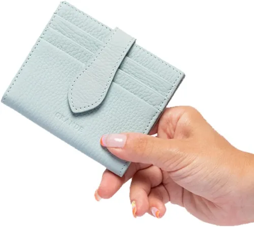 Vista 68 de Grande -3803 Cartera unisex, Azul (Iced Blue), Cartera delgada de cuero con cierre a presión pequeño