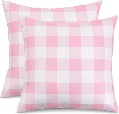 Vista 15 de Poise3EHome Juego de 2 fundas de almohada para exteriores de 16 x 16 pulgadas, a cuadros blancos y negros, a prueba de salpicaduras, para primavera