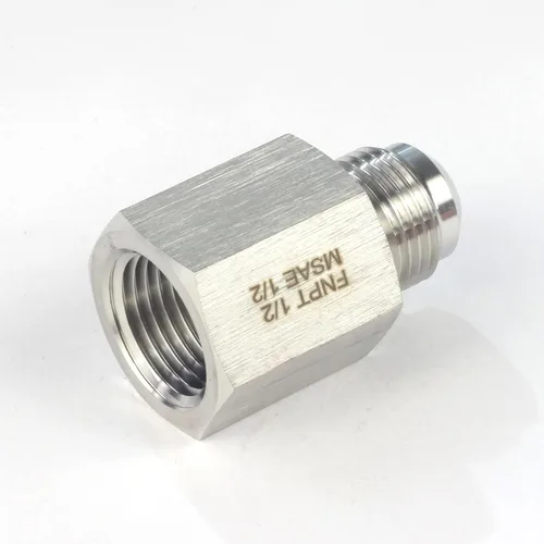 Vista 2 de HFS (R) 1/2" hembra NPT a 1/2" macho SAE tubería adaptador reductor acero inoxidable 304
