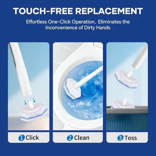 Vista 4 de 30 repuestos de inodoro para cepillo de inodoro Clorox, repuestos de limpiador de cuencos desechables de 3 capas para limpieza de baño, 3 veces