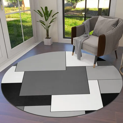 Vista 28 de Alfombra abstracta rosa y gris de San Valentín de 2 x 3 pies, alfombra estética geométrica moderna, antideslizante, rectangular, lavable