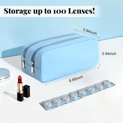 Vista 2 de Organizador portátil diario para lentes de contacto, dispensador de lentes de contacto desechable, estuche de almacenamiento de viaje con etiqueta R