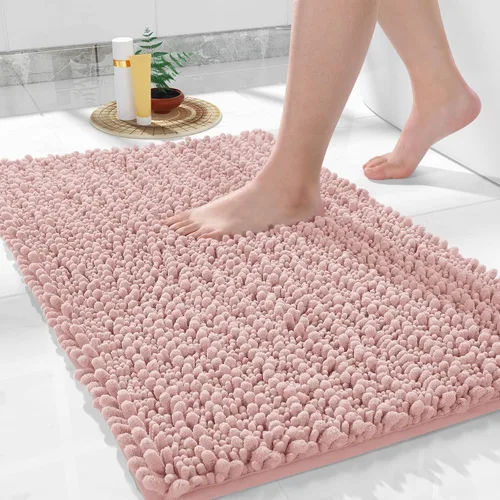 Vista 13 de Yimobra Alfombras de Baño Antideslizantes Lavables - Alfombra de Baño de Chenilla Ultra Suave Absorbente, Alfombra Peluda de Secado Rápido para Negro