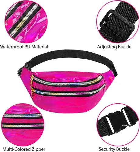 Vista 4 de ONUPGO Calentadores de piernas para mujer, accesorios de disfraces de los años 80, riñonera holográfica, calentadores de piernas de neón de punto