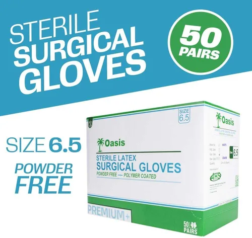 Vista 4 de Generic Guantes quirúrgicos de látex sin polvo, tamaño 6.5, 50 pares/caja