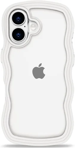 Vista 55 de Anuck Funda para iPhone 13 Pro con borde ondulado, diseño trasero transparente, agarre antideslizante, forma de marco rizado ondulado, a prueba