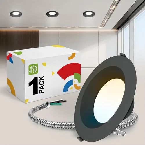 Vista 21 de ASD Downlight LED comercial sin lata de 4 pulgadas, iluminación ajustable de potencia de 7/10/13W, lámpara de techo empotrable redonda regulable, 5