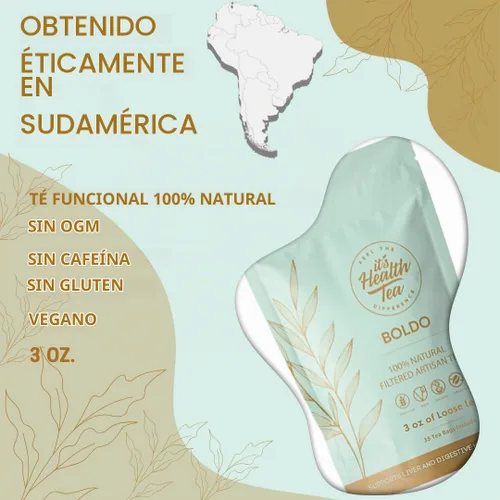 Vista 2 de Té de hierbas Boldo, utilizado tradicionalmente para la comodidad digestiva y el flujo biliar saludable 35 bolsas de té filtradas incluidas Sin