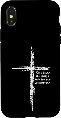 Vista 5 de Cross I Know The Plans Verse Bible Jesus God - Funda de regalo cristiana para iPhone 17