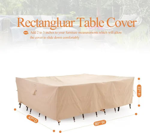Vista 7 de WJ-X3 Funda para juego de comedor, 86 pulgadas de ancho x 47 pulgadas de Beige