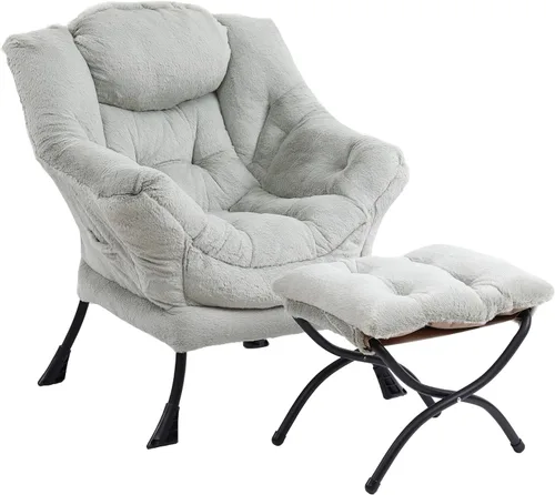 Vista 12 de Furlide - Silla perezosa con otomana, silla moderna con reposapiés plegable, silla de acento de salón, silla de lectura cómoda, sillones grandes
