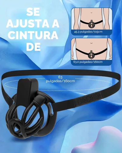 Vista 4 de Cinturón de castidad masculino jaula para pene - UTIMI Dispositivos de correa de castidad de plástico ajustable para hombre jaula de bondage