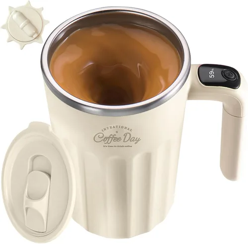 Vista 10 de Taza de café autoagitable, apta para café, leche, cacao y otras bebidas, botella aislada (temperatura negra, 12 onzas)