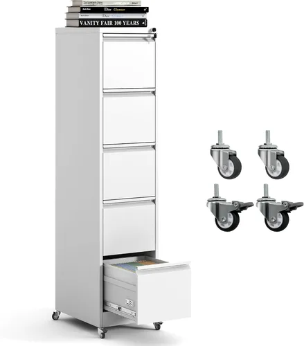 Vista 11 de Archivador móvil de 2 cajones, archivador de metal debajo del escritorio con cerradura y ruedas, archivador rodante para oficina en casa