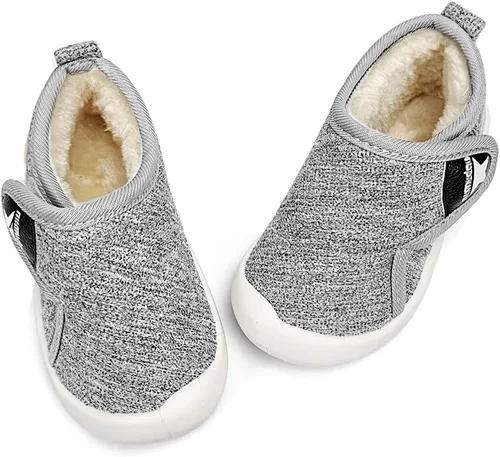 Vista 3 de OAISNIT Botas de nieve para bebés y niñas con suela de goma antideslizante, zapatos de invierno con pantuflas casuales de piel de felpa cálida