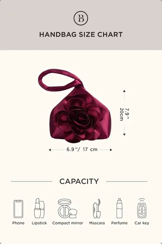 Vista 7 de BABEYOND Bolsos de mano para mujer, bolsos de noche de satén con flores, bolso de pulsera elegante para fiestas, uso diario, boda