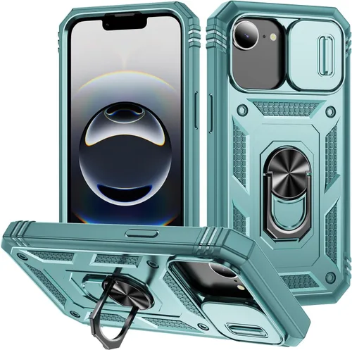Vista 61 de Funda para iPhone 14, a prueba de golpes, resistente a los impactos, con lente deslizante protectora para iPhone 14 (6.1 pulgadas) (azul)
