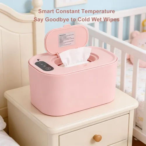 Vista 5 de Baby Wet Wipes Warmer Dispenser Top Heating Wipe Warmer Holder Holds 80 Wipes with 3 Indicator Lights (Roseate)
