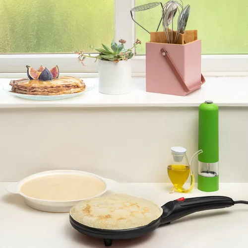 Vista 9 de Moss & Stone Máquina Eléctrica para Crepas – Sartén Portátil para Crepas de 8" Antiadherente con Plato de Inmersión, Apagado Automático, Interruptor
