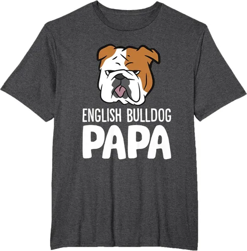 Vista 24 de Camiseta divertida de Bulldog Inglés para papá dueño de perro, Negro