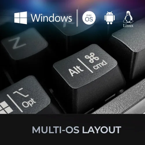 Vista 5 de Adesso AKB-670UB Teclado mecánico con tecla de acceso rápido AI Copilot - Interruptor azul, compatible con varios sistemas operativos