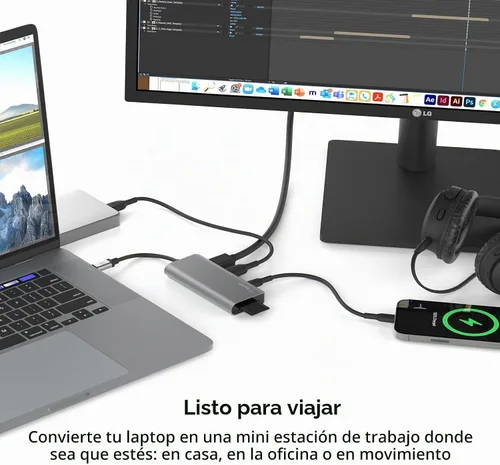 Vista 6 de Belkin Concentrador USB-C, estación de acoplamiento multipuerto USB-C 5 en 1 para MacBook y Windows con HDMI 4K 1.4, 2 USB-A 3.1, SD 3.0 y Micro SD