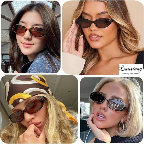 Vista 3 de Gafas de sol de los años 90 para mujeres y hombres, retro, ovaladas pequeñas