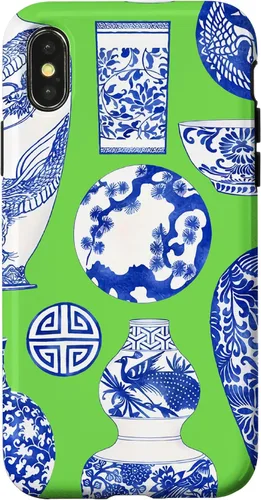 Vista 5 de Blue Willow Chinoiserie Pagoda Ginger Jar Preppy Blue Green Case para iPhone 16