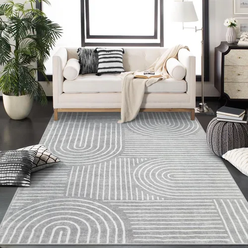 Vista 22 de Lahome Alfombras lavables abstractas, alfombra azul de 4 x 6 pies para dormitorio, guardería, suave, antideslizante, moderna, alfombra ultradelgada