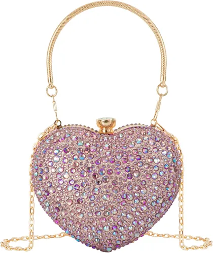 Vista 6 de Goclothod Bolso de mano en forma de corazón para mujer, bolso de hombro de terciopelo, bolsos de noche Negro